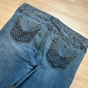 Y2K Embroidered Flared 2000s Denim Jeans 33x30